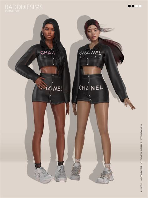 Chanel Set Badddiesims On Patreon Sims 4 Chanel Set Sims 4 Clothing