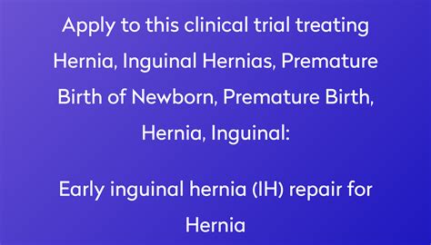 Early Inguinal Hernia Ih Repair For Hernia Clinical Trial 2022 Power