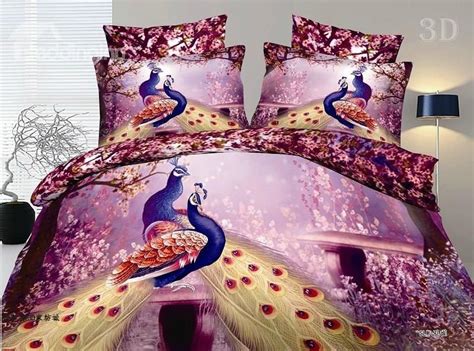 Peacock bedroom decorating eventpro planner: New Arrival 100% Cotton Gorgeous Peacock 3D Printed 4 ...