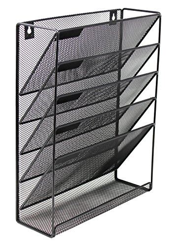 Wall mounted mail holder wooden mail sorter organizer with 4 double key hooks and 1 floating shelf rustic home decor for entryway, hallway, foyer or mudroom holds documents, bills, letters. Mesh Wall Mounted Hanging Document & File Organizer - 5 ...