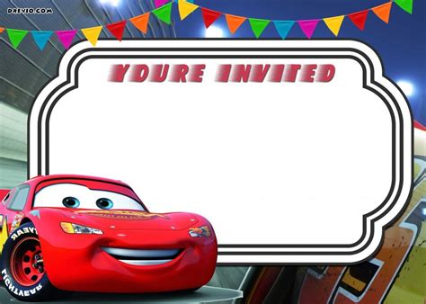 This listing is for a 5 x 7 in. FREE Printable Cars 3 Lightning McQueen Invitation ...