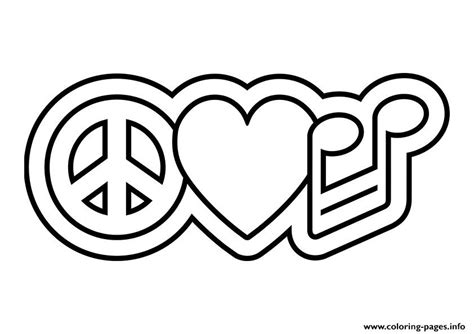Peace Love Music Symbol Coloring Page Printable