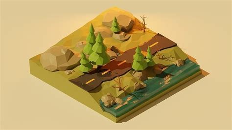 3d Landscape With Trees And Road Free Vr Ar Low Poly 3d Model