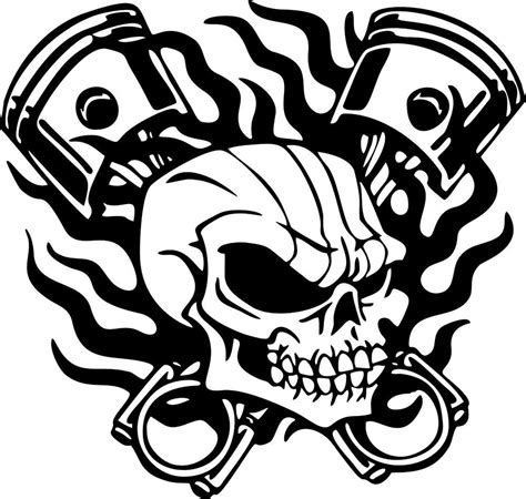 skull skeleton piston racing flame car truck window laptop vinyl decal sticker skull decal