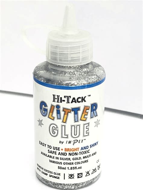 Hi Tack Glitter Glue Silver 50ml Thimbles Fabric Shop