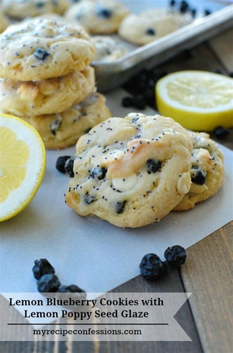 Place cookies on a cooling rack and dust with powdered sugar. Lemon Blueberry Cookies with Lemon Poppy Seed Glaze - My Recipe Confessions