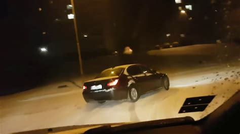 Insane Bmw E60 530d Drift In Snow Cops Youtube