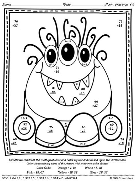addition and subtraction coloring page coloring home