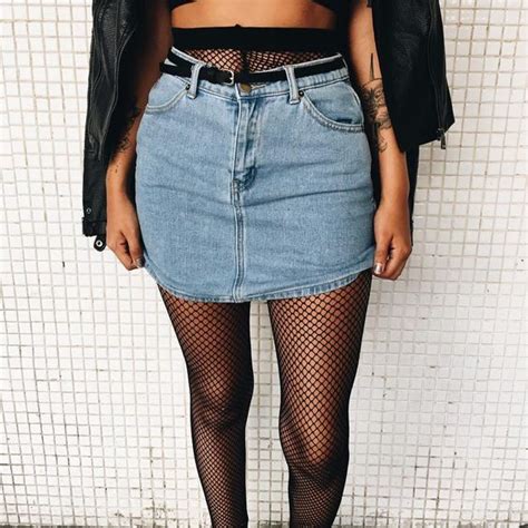30grunge Outfits Ideas Wear Fishnet Tights Under Ripped Jeans Or