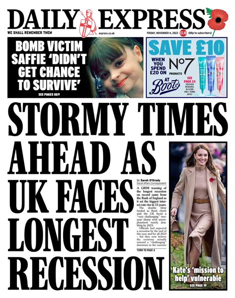 Daily Express Front Page 4th Of November 2022 Tomorrow S Papers Today