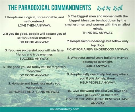 The Paradoxical Commandments Keith M Keth Mandalay