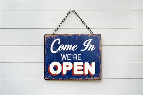 Come In Were Open Sign Board Stock Photo Download Image Now Placard