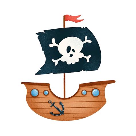 Barco Pirata En Estilo De Dibujos Animados Aislado Sobre Fondo Blanco Porn Sex Picture