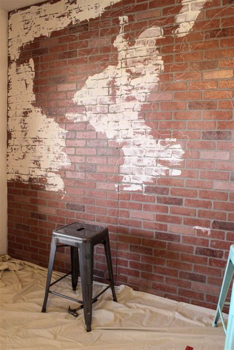 Diy Faux Brick Wall Indoor Accent Wall Classy Clutter Diy Faux