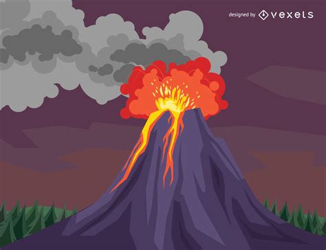 Erupción Del Volcán De Dibujo Descargar Vector