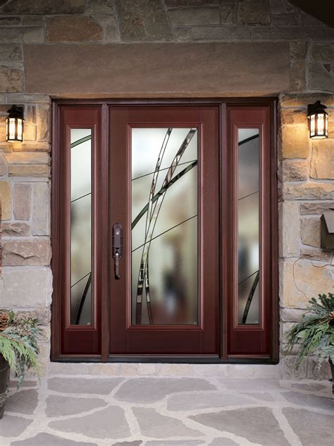 Home Entryway Featuring A Full Lite Mahogany Textured Belleville