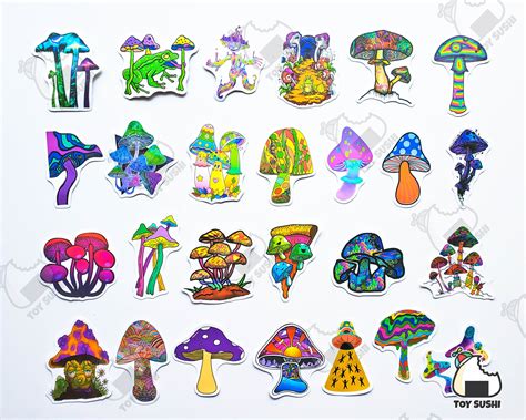 50 Pcs Trippy Mushroom Sticker Pack Weed 420 Etsy