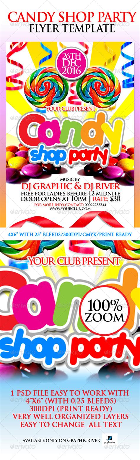 Candy Shop Party Flyer Template By Crabsta52 Graphicriver