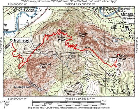 Four Mile Trail Yosemite Np Ca Topo Map Profile And Trail Overlay Files