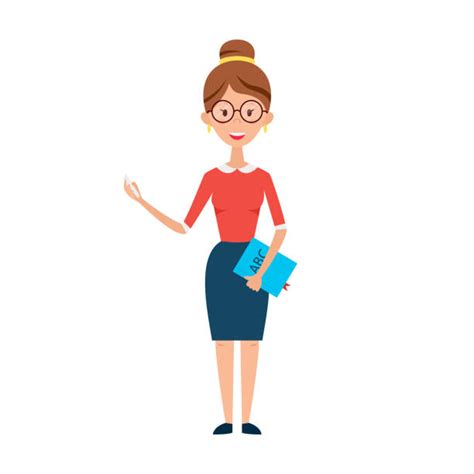Best Woman Teacher With Glasses And Chalk Illustrations Royalty Free