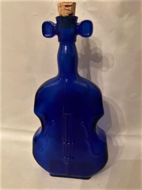 Vintage Cobalt Blue Glass Violin Shaped Collector S Bottle Etsy