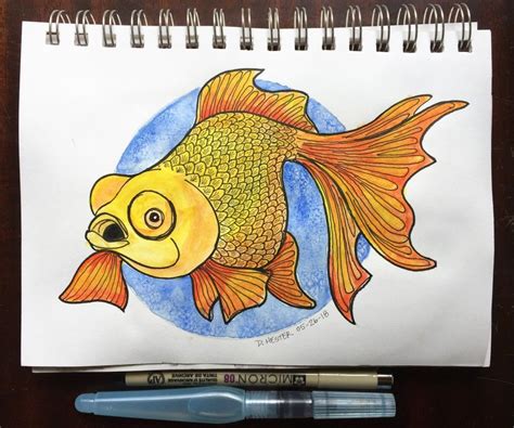 Colorful Goldfish Drawing By Darren Hester Doodle Addicts Hester