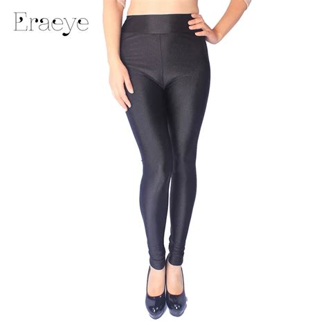 Eraeye Fashion Nylon Gloss Pants Large Size Xl 5xl High Elastic Black Denim Pencil Sexy Skinny