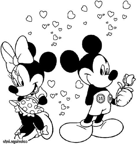 Coloriage St Valentin Mickey Est Amoureux De Minnie Dessin Disney