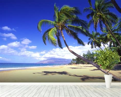 Palm Trees On A Beautiful Tropical Beach Wall Mural And Palm Trees On A