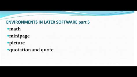 Wrapping existing latex environments with the environment class. Environments in latex|math|minipage|picture|quotation and quote|part5 - YouTube