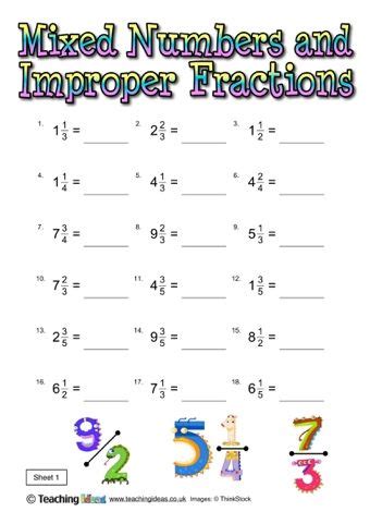 Mixed Numbers and Improper Fractions | Improper fractions, Fractions ...