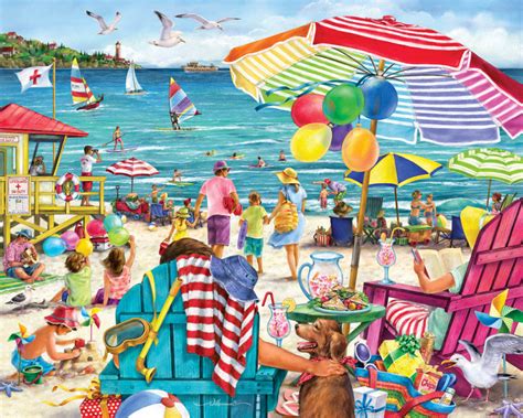 Challenge yourself by solving this jigsaw puzzle. Day at the Beach, 1000 Pieces, Vermont Christmas Company ...