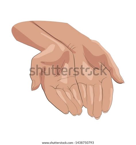 Keeping Hands Empty Cupped Palms Together Isolated On White Background