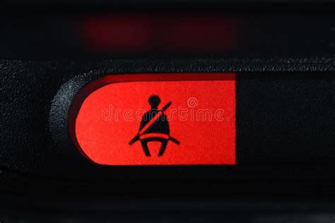 Red Warning Light On The Car Panel Not Fastened With A Seat Belt