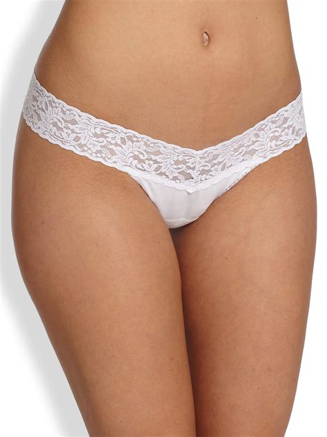Hanky Panky Cotton Low Rise Thong In White Lyst
