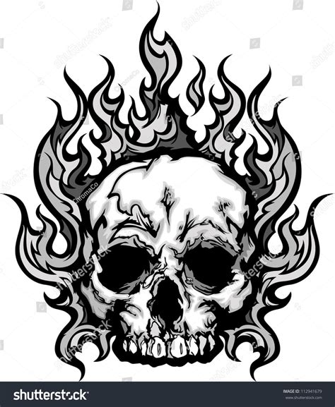Skull On Fire With Flames Vector Illustration Girly Skull Tattoos