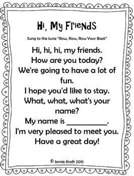 Miss nina gives her best preschool. Songbook of Hello Songs For The Classroom | Transition ...