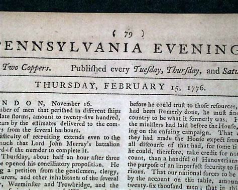 A Philadelphia Newspaper Dated 1776