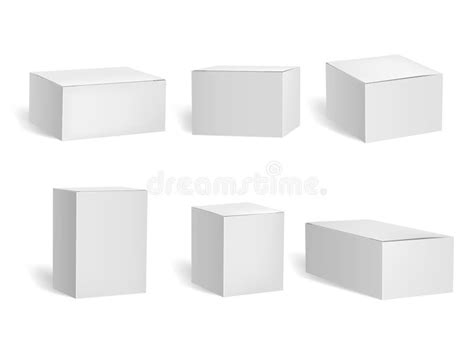 Realistic Detailed 3d White Blank Boxes Template Mockup Set Vector