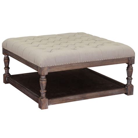 The leather is also easily cleaned up in case there is some spill on top. Wisteria Pintucked Coffee Table | Ottoman, Linen tufted ...