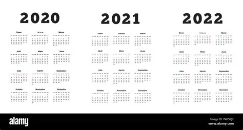 Conjunto De Tamaño A4 Vertical Simple Calendarios En Español En 2020