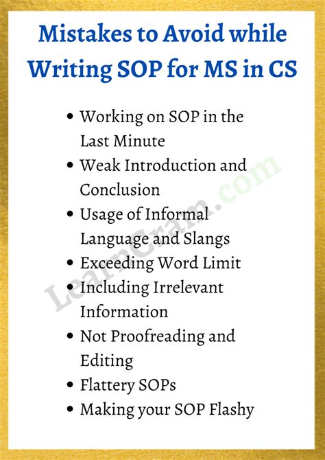Sample Sop For Ms In Cs Format Guidelines Mistakes To Avoid Tips