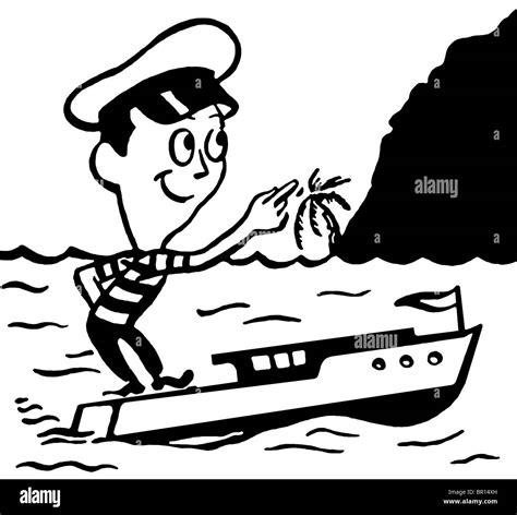 A Black And White Version Of A Cartoon Style Vintage Illustration Of A