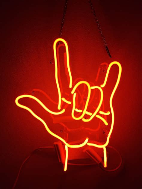 Rockstar Hand Symbol Neon Sign Etsy