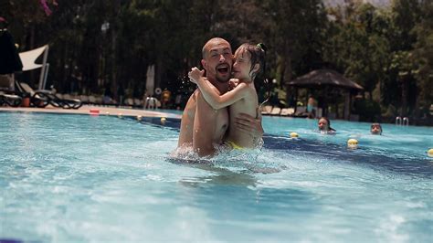 Father Daughter Having Fun In Pool Stock Footage Sbv 319744447