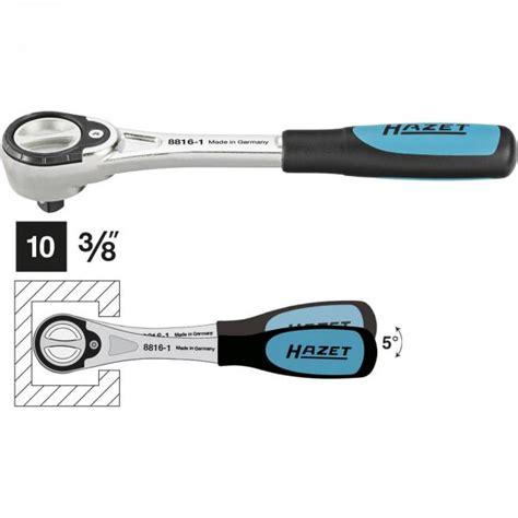 Hazet 8816 1 Fine Tooth Reversible Ratchet Square Solid 10 Mm 3 8