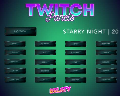 Twitch Panels Teal Etsy