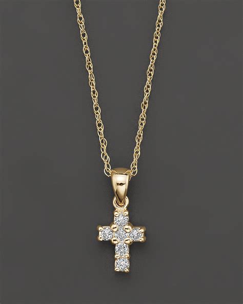 Small Diamond Cross Pendant In 14k Yellow Gold 010 Ct Tw