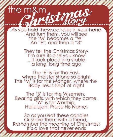 Sweet printable m&m christmas poem | allfreeholidaycrafts.com. Christmas Rubies In My Treasure Box: The M&M Christmas Story