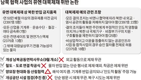 대북제재 위반이냐 아니냐 남북 협력 아슬아슬한 줄타기 한국일보